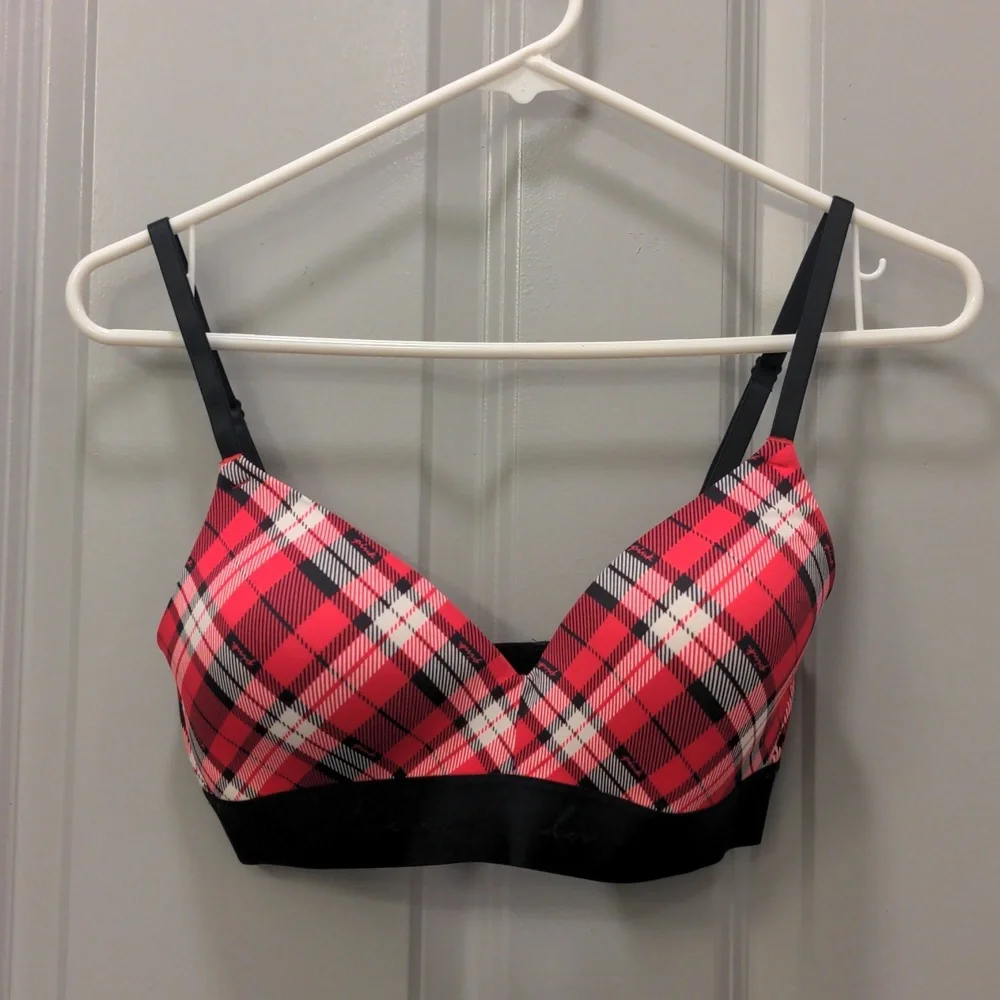 NWT VS Pink Wear Everywhere Wireless Lightly-Lined Plaid Bra - Picture 5 of 9